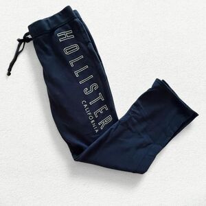 Y2K Vintage Hollister Co Women's Navy Joggers White Embroidered Logo Size S